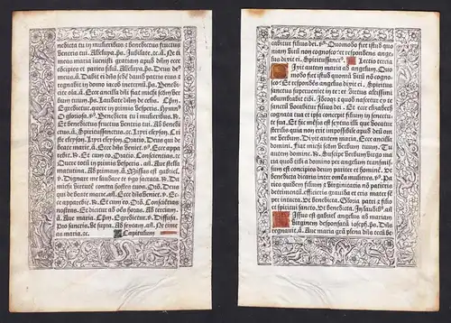 Leaf of a Book of Hours printed on vellum / Blatt eines gedruckten Stundenbuches auf Pergament / Feuillet d'un