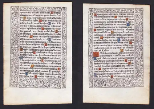 Leaf of a Book of Hours printed on vellum / Blatt eines gedruckten Stundenbuches auf Pergament / Feuillet d'un