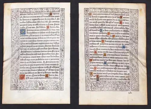 Leaf of a Book of Hours printed on vellum / Blatt eines gedruckten Stundenbuches auf Pergament / Feuillet d'un