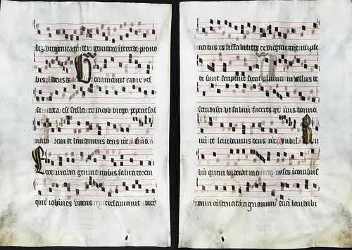 Seltenes, sehr großes original Pergament-Blatt aus einer Antiphonar-Handschrift des 15. Jahrhunderts / Very ra