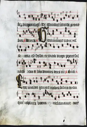 Seltenes, sehr großes original Pergament-Blatt aus einer Antiphonar-Handschrift des 15. Jahrhunderts / Very ra