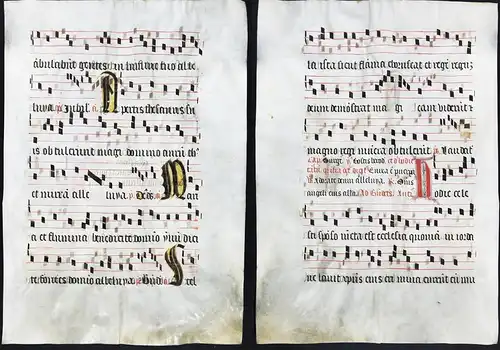 Seltenes, sehr großes original Pergament-Blatt aus einer Antiphonar-Handschrift des 15. Jahrhunderts / Very ra