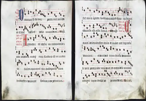 Seltenes, sehr großes original Pergament-Blatt aus einer Antiphonar-Handschrift des 15. Jahrhunderts / Very ra