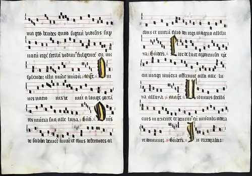 Seltenes, sehr großes original Pergament-Blatt aus einer Antiphonar-Handschrift des 15. Jahrhunderts / Very ra