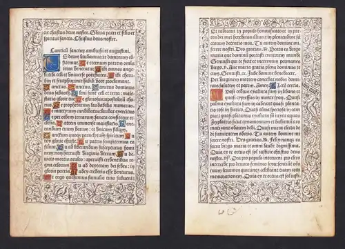 Leaf of a Book of Hours printed on vellum / Blatt eines gedruckten Stundenbuches auf Pergament / Feuillet d'un