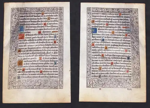 Leaf of a Book of Hours printed on vellum / Blatt eines gedruckten Stundenbuches auf Pergament / Feuillet d'un