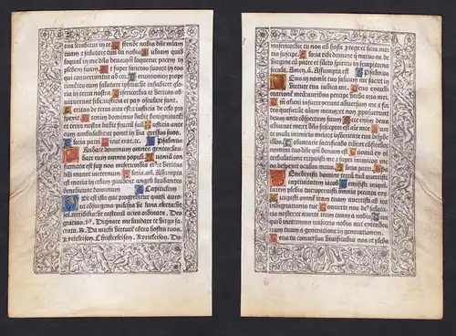 Leaf of a Book of Hours printed on vellum / Blatt eines gedruckten Stundenbuches auf Pergament / Feuillet d'un