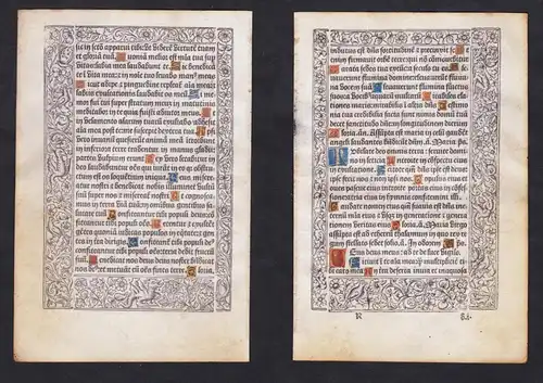 Leaf of a Book of Hours printed on vellum / Blatt eines gedruckten Stundenbuches auf Pergament / Feuillet d'un