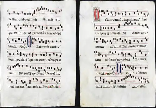 Seltenes, sehr großes original Pergament-Blatt aus einer Antiphonar-Handschrift des 15. Jahrhunderts / Very ra