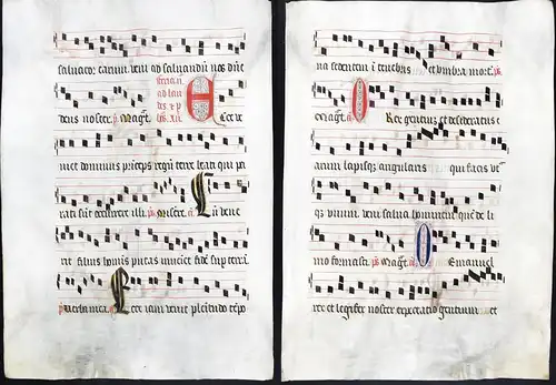 Seltenes, sehr großes original Pergament-Blatt aus einer Antiphonar-Handschrift des 15. Jahrhunderts / Very ra