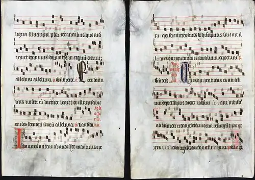 Seltenes, sehr großes original Pergament-Blatt aus einer Antiphonar-Handschrift des 15. Jahrhunderts / Very ra