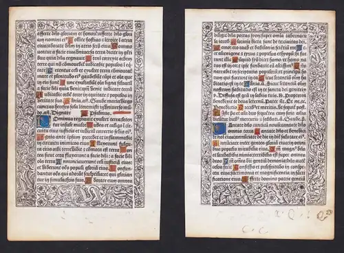 Leaf of a Book of Hours printed on vellum / Blatt eines gedruckten Stundenbuches auf Pergament / Feuillet d'un