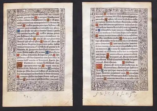 Leaf of a Book of Hours printed on vellum / Blatt eines gedruckten Stundenbuches auf Pergament / Feuillet d'un