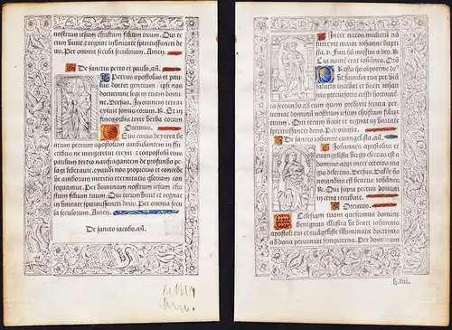 Leaf of a Book of Hours printed on vellum / Blatt eines gedruckten Stundenbuches auf Pergament / Feuillet d'un