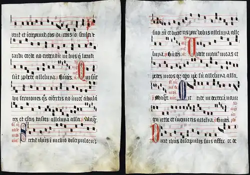 Seltenes, sehr großes original Pergament-Blatt aus einer Antiphonar-Handschrift des 15. Jahrhunderts / Very ra