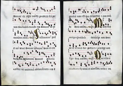 Seltenes, sehr großes original Pergament-Blatt aus einer Antiphonar-Handschrift des 15. Jahrhunderts / Very ra