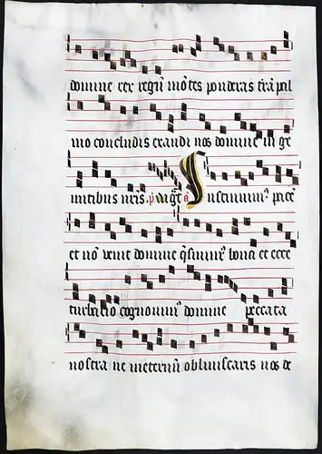 Seltenes, sehr großes original Pergament-Blatt aus einer Antiphonar-Handschrift des 15. Jahrhunderts / Very ra