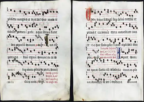 Seltenes, sehr großes original Pergament-Blatt aus einer Antiphonar-Handschrift des 15. Jahrhunderts / Very ra