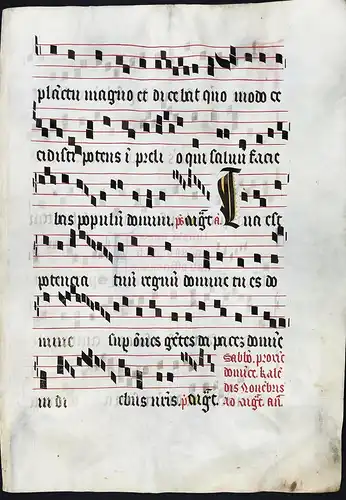 Seltenes, sehr großes original Pergament-Blatt aus einer Antiphonar-Handschrift des 15. Jahrhunderts / Very ra