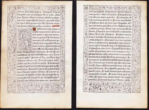 Leaf of a Book of Hours printed on vellum / Blatt eines gedruckten Stundenbuches auf Pergament / Feuillet d'un