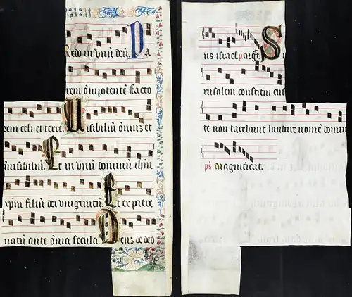 Seltenes, sehr großes original Pergament-Blatt aus einer Antiphonar-Handschrift des 15. Jahrhunderts / Very ra