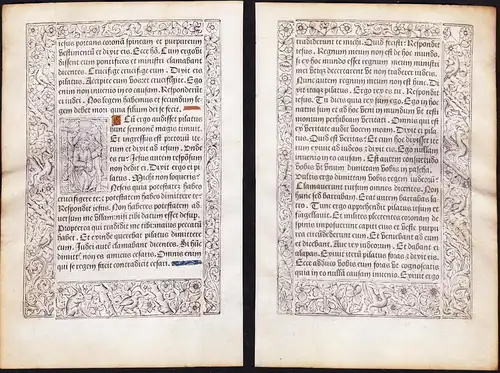 Leaf of a Book of Hours printed on vellum / Blatt eines gedruckten Stundenbuches auf Pergament / Feuillet d'un