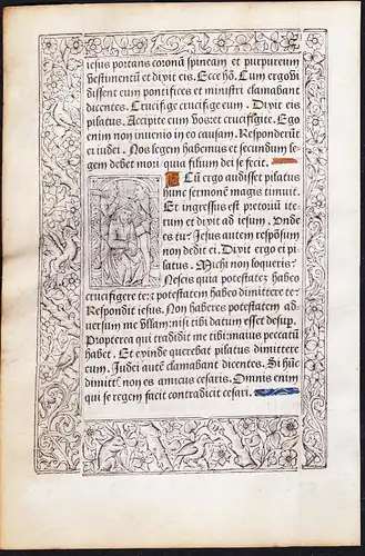 Leaf of a Book of Hours printed on vellum / Blatt eines gedruckten Stundenbuches auf Pergament / Feuillet d'un