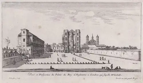 Veue et Perspective du Palais du Roy d'Angleterre a Londres qui s'apelle Whitehall - Palace of Whitehall Westm