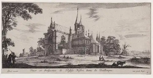 Veues et Perspective de l'Eglise Nostre Dame de Boullogne - Eglise Notre-Dame de Boulogne-Billancourt Hauts-de