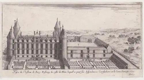 Fasce du Chasteau de Bury Rostaing du costé de Blois, lequel a pour ses despendances... - Chateau de Bury Moli