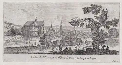 Veue de l'Abbaye; et de l'Estang de Quincy, du Diocese de Langre - Abbaye de Quincy Tanlay Yonne Bourgogne-Fra
