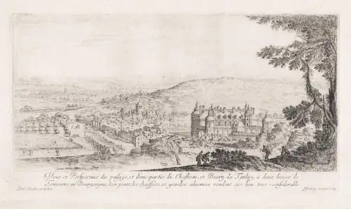 Veue et Perspective du paisage, et d'une partie du Chasteau, et Bourg de Tanlay... - Chateau de Tanlay Yonne B
