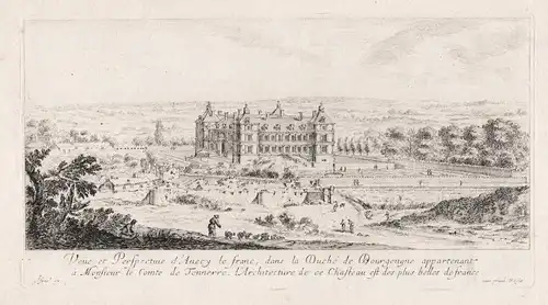Veue et Perspective d'Anecy le franc, dans la Duché de Bourgogne... - Chateau d'Ancy-le-Franc Yonne Bourgogne-
