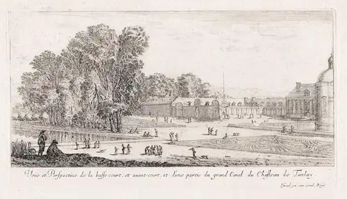 Veue et Perspective de la basse-court, et d'une partie du grand Canal du Chasteau de Tanlay - Chateau de Tanla