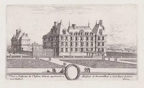 Veue et Perspective du Chasteau d'Auron appartenant a Monsieur de Bretonvilliers... - Dun sur Auron Chateau de
