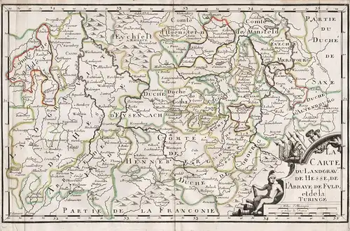 La Carte du Landgrav. de Hesse, de L'Abbaye de Fuld et de la Turinge. - Hessen Fulda Thüringen Gotha Eisenach