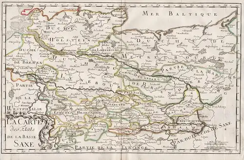 La Carte des Etats de la Basse Saxe - Niedersachsen Hamburg Bremen Lüneburg Wolfenbüttel Hildesheim