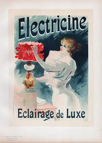 Affiche pour l'Electricine - electricity Elektrizität lamp Lampe Theatre poster Plakat Art Nouveau Jugendstil