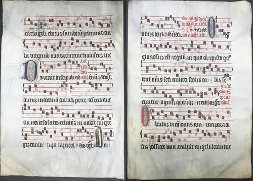 Very rare large elephant folio vellum sheet. Out of an Antiphonary manuscript from the 15th century. / Seltene