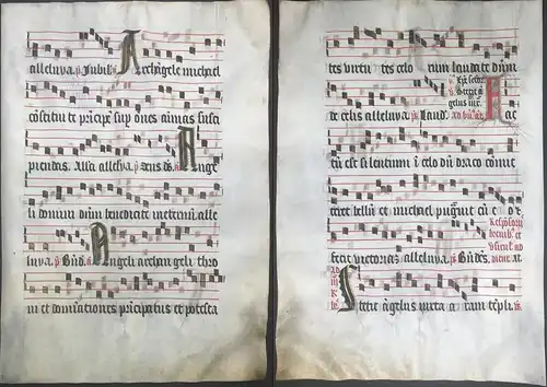 Very rare large elephant folio vellum sheet. Out of an Antiphonary manuscript from the 15th century. / Seltene