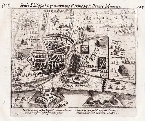 Zutphania - Zutphen siege of 1591 Gelderland Holland Nederland Netherlands Niederlande / Shows the Siege of Zu