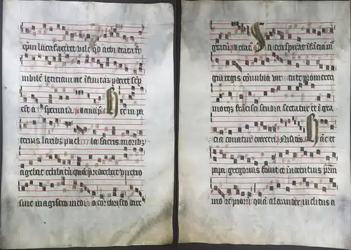 Very rare large elephant folio vellum sheet. Out of an Antiphonary manuscript from the 15th century. / Seltene