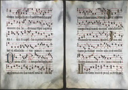 Very rare large elephant folio vellum sheet. Out of an Antiphonary manuscript from the 15th century. / Seltene