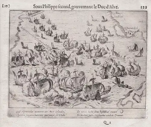 Vlissing - Vlissingen Battle of Flushing Nederland slag sea naval Seeschlacht / Depicts de Battle of Flushing