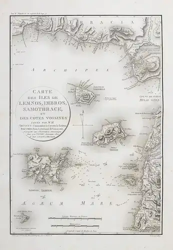 Carte des Iles de Lemnos, Imbros, Samothrace et des cotes voisines - Lemnos Imbros Samothraki island islands G