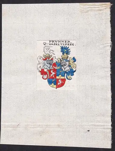 Prvnner v: Vaseltspeeg - Prunner v: Vaseltspeeg Wappen Adel coat of arms heraldry Heraldik