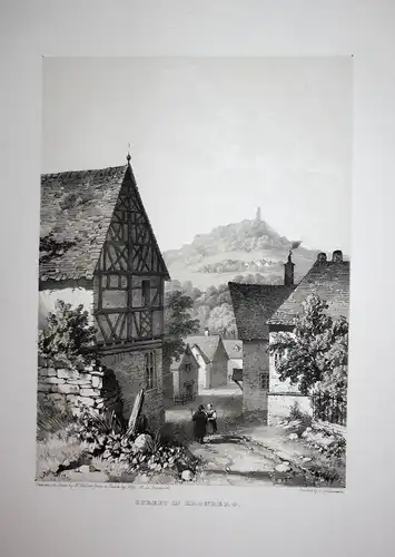 Street in Kronberg - Kronberg im Taunus Hessen Ansicht view Lithographie lithograph Litho