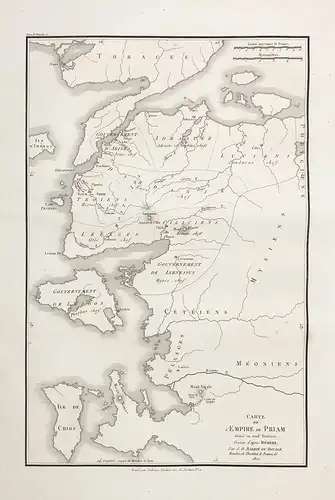 Carte de l'Empire de Priam divisé en neuf Districts, Dresée d'apres Homere - Lesbos Chios island Turkey Türkei