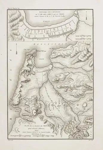 Plan de la Plaine de Troie, pour la lecture d'Homere - Troja Troy Hisarlik Turkey Türkei