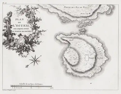 Plan de l'Ecueil sur lequel etoit le Temple de Bacchus - Naxos island Insel Portara temple Bacchus Aegean Sea